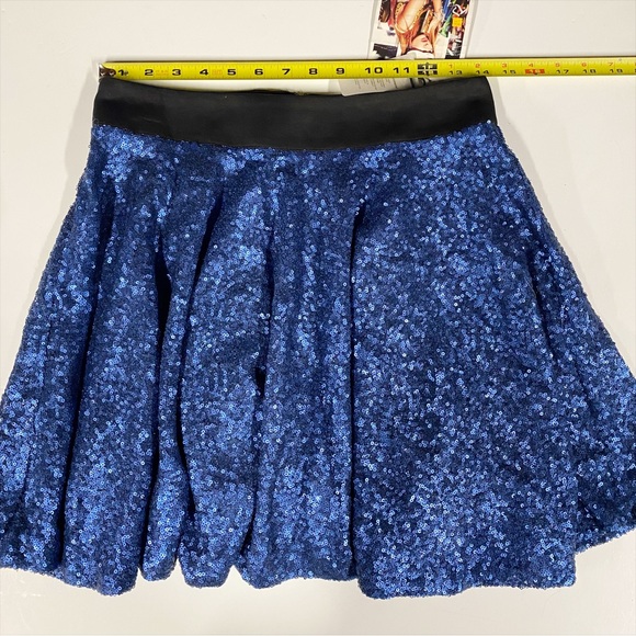 MINKPINK Blue Sequin Fit and Flare Skirt - Picture 8 of 9